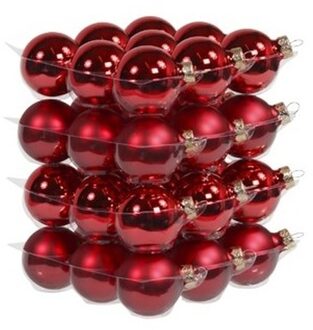 Othmar decorations 36x stuks glazen kerstballen rood 4 cm mat/glans - Kerstbal