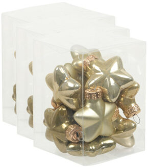 Othmar decorations 36x stuks glazen sterren kersthangers dusky lime goud/groen tinten 4 cm mat/glans