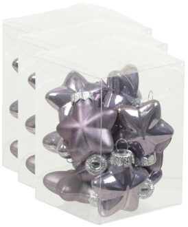 Othmar decorations 36x stuks glazen sterren kersthangers lila paars 4 cm mat/glans