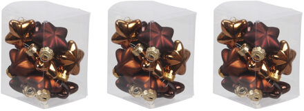 Othmar decorations 36x stuks glazen sterren kersthangers mahonie bruin 4 cm mat/glans