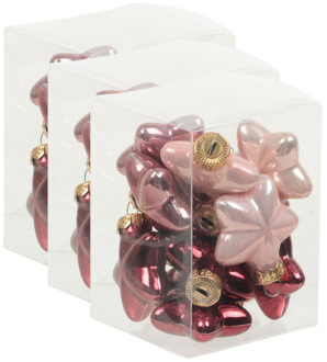 Othmar decorations 36x stuks glazen sterren kersthangers roze tinten 4 cm mat/glans