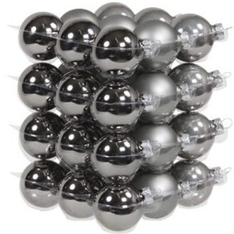 Othmar decorations 36x Titanium grijze glazen kerstballen 4 cm mat/glans - Kerstbal Grijs