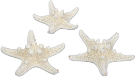 Othmar decorations 48x stuks decoratie zeesterren - naturel wit - 5-7 cm