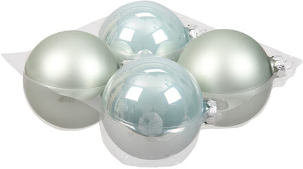 Othmar decorations 4x stuks glazen kerstballen mintgroen (oyster grey) 10 cm mat/glans