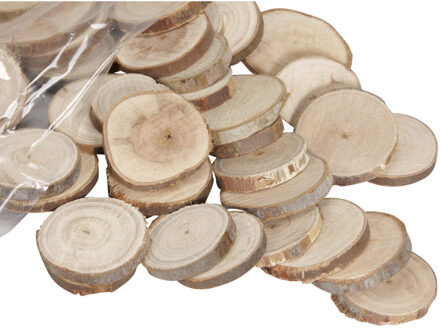 Othmar decorations 50x stuks houten decoratie boomschijven/boomschijfjes 3-5 cm