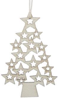 Othmar decorations 5x Houten kerstboom kersthangers 6,5 x 10 cm kerstornamenten