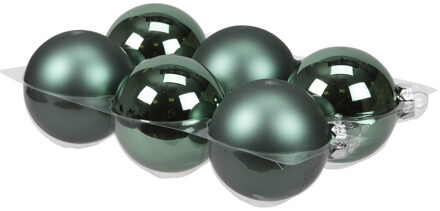 Othmar decorations 6x stuks glazen kerstballen emerald groen (greenlake) 8 cm mat/glans - Kerstbal