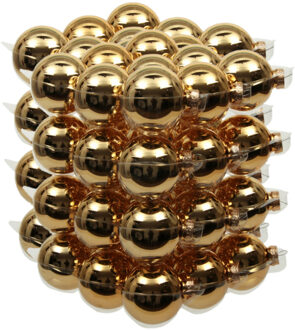 Othmar decorations 72x Glazen kerstballen glans goud 6 cm - Kerstbal Goudkleurig