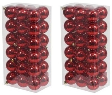 Othmar decorations 72x Rode Kerstballen 6 Cm Kunststof Glans - Kerstbal Rood