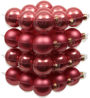 Othmar decorations 72x stuks glazen kerstballen bubblegum roze 4 cm mat/glans - Kerstbal