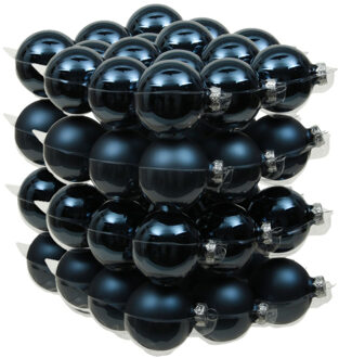Othmar decorations 72x stuks glazen kerstballen donkerblauw 4 cm mat/glans