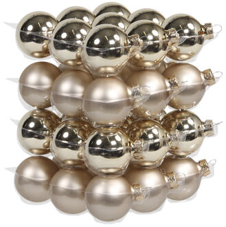 Othmar decorations 72x stuks glazen kerstballen licht champagne (autumn blonde) 4 cm mat/glans