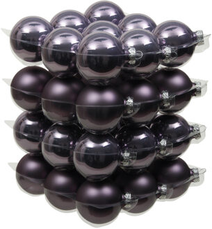 Othmar decorations 72x stuks glazen kerstballen lila paars 6 cm mat/glans