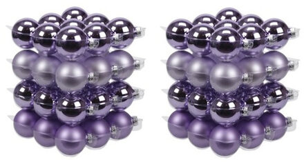 Othmar decorations 72x stuks glazen kerstballen paars tinten 6 cm mat/glans - Kerstbal