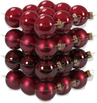 Othmar decorations 72x stuks glazen kerstballen rood/donkerrood 4 cm mat/glans - Kerstbal