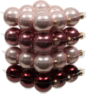 Othmar decorations 72x stuks glazen kerstballen roze tinten 4 cm mat/glans - Kerstbal