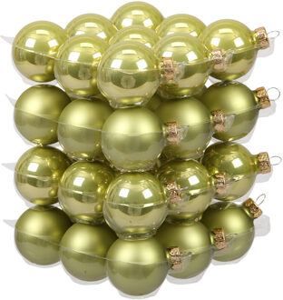 Othmar decorations 72x stuks glazen kerstballen salie groen (oasis) 4 cm mat/glans - Kerstbal