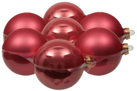 Othmar decorations 8x stuks glazen kerstballen bubblegum roze 10 cm mat/glans - Kerstbal