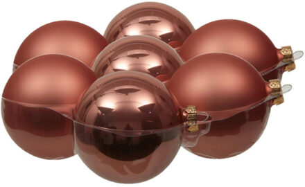 Othmar decorations 8x stuks glazen kerstballen koraal roze 10 cm mat/glans