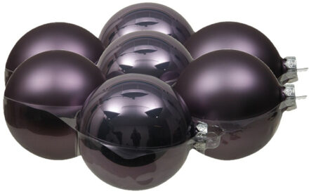 Othmar decorations 8x stuks glazen kerstballen lila paars 10 cm mat/glans