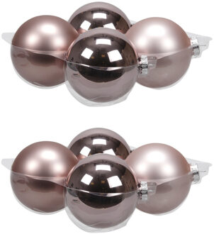 Othmar decorations 8x stuks glazen kerstballen oudroze (smokey rose) 10 cm mat/glans