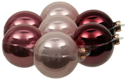 Othmar decorations 8x stuks glazen kerstballen roze tinten 10 cm mat/glans