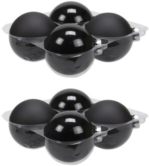 Othmar decorations 8x stuks glazen kerstballen zwart 10 cm mat/glans