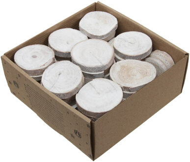 Othmar decorations Decoratie boomschijfjes - 60x- 5-7 cm - wit -hout
