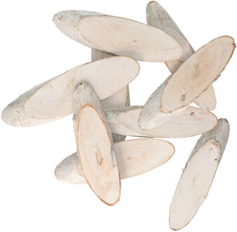 Othmar decorations decoratie boomschijven - 60x stuks - white wash - 10 tot 12 cm