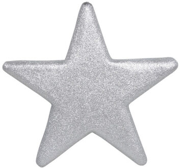 Othmar decorations Decoratie ster - zilver - 25 cm - kunststof - glitter - hangdecoratie - kerstversiering