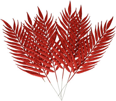 Othmar decorations Decoratie takjes/bladeren - 6x stuks - rood - 29 cm - kunsttakjes