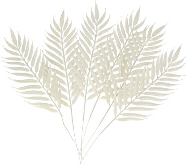 Othmar decorations Decoratie takjes/bladeren - 6x stuks - wit - 29 cm - kunsttakjes