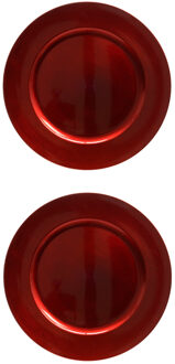 Othmar decorations Dinerborden - 6x - rood glimmend - 33 cm - Kunststof