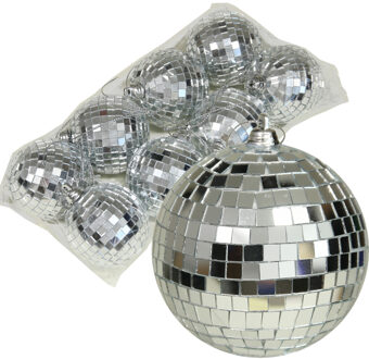 Othmar decorations disco kerstballen - 8x - zilver - 6 cm - kunststof - Kerstbal Zilverkleurig