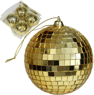 Othmar decorations Discobal kerstballen - 12x stuks - goud - 8 cm - kunststof
