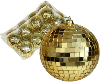 Othmar decorations Discobal kerstballen - 16x stuks - goud - 6 cm - kunststof