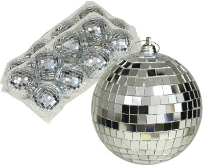 Othmar decorations Discobal kerstballen - 16x stuks - zilver - 6 cm - kunststof