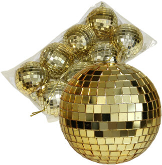 Othmar decorations Discobal kerstballen - 8x stuks - goud - 6 cm - kunststof - discobol - disco - spiegel