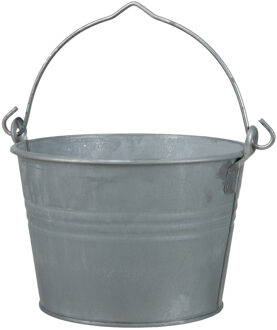 Othmar decorations Emmer - 3 liter - D22 x H14 cm zilver - zink - IJzeren emmer / teil Zilverkleurig