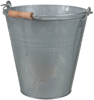 Othmar decorations Emmer/plantenpot 7,5 liter - D27 x H27 cm - zink - met handvat