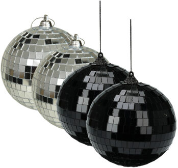 Othmar decorations Grote discobal kerstballen - 2x stuks - zilver - 10 cm - kunststof - Kerstbal Zilverkleurig