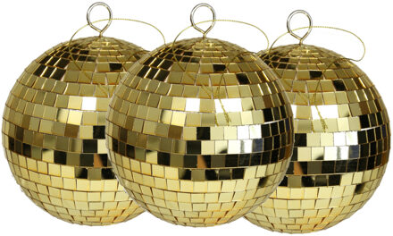 Othmar decorations Grote discobal kerstballen - 3x - goud - 15 cm - kunststof