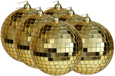 Othmar decorations Grote discobal kerstballen - 6x stuks - goud - 10 cm - kunststof