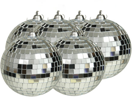Othmar decorations Grote discobal kerstballen - 6x stuks - zilver - 10 cm - kunststof