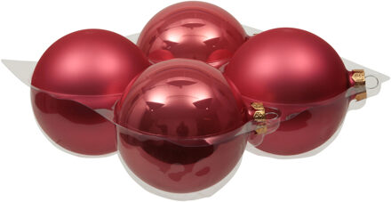 Othmar decorations Grote kerstballen - 4x st - bubblegum roze - 10 cm - glas - mat/glans - kerstversiering