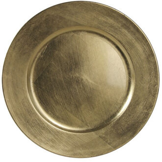 Othmar decorations Kaarsenbord - goud glimmend - D33 cm - kunststof - kaarsen onderborden