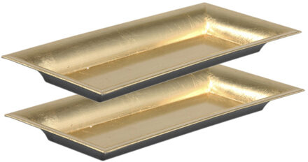 Othmar decorations Kaarsenbord/plateau -2x st-goud - 28 x 12 cm - kunststof - rechthoekig