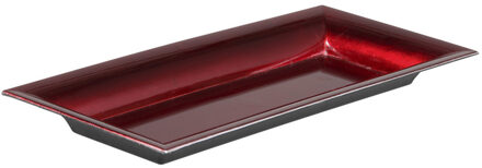 Othmar decorations kaarsenbord/plateau - rood - 28 x 12 cm - kunststof - Kaarsenplateaus