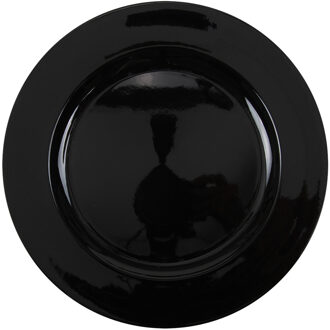 Othmar decorations Kaarsenbord - zwart glimmend - D33 cm - kunststof - kaarsen onderborden