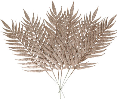 Othmar decorations Kerst decoratie insteek bladeren - takjes - 12x stuks - champagne - 29 cm